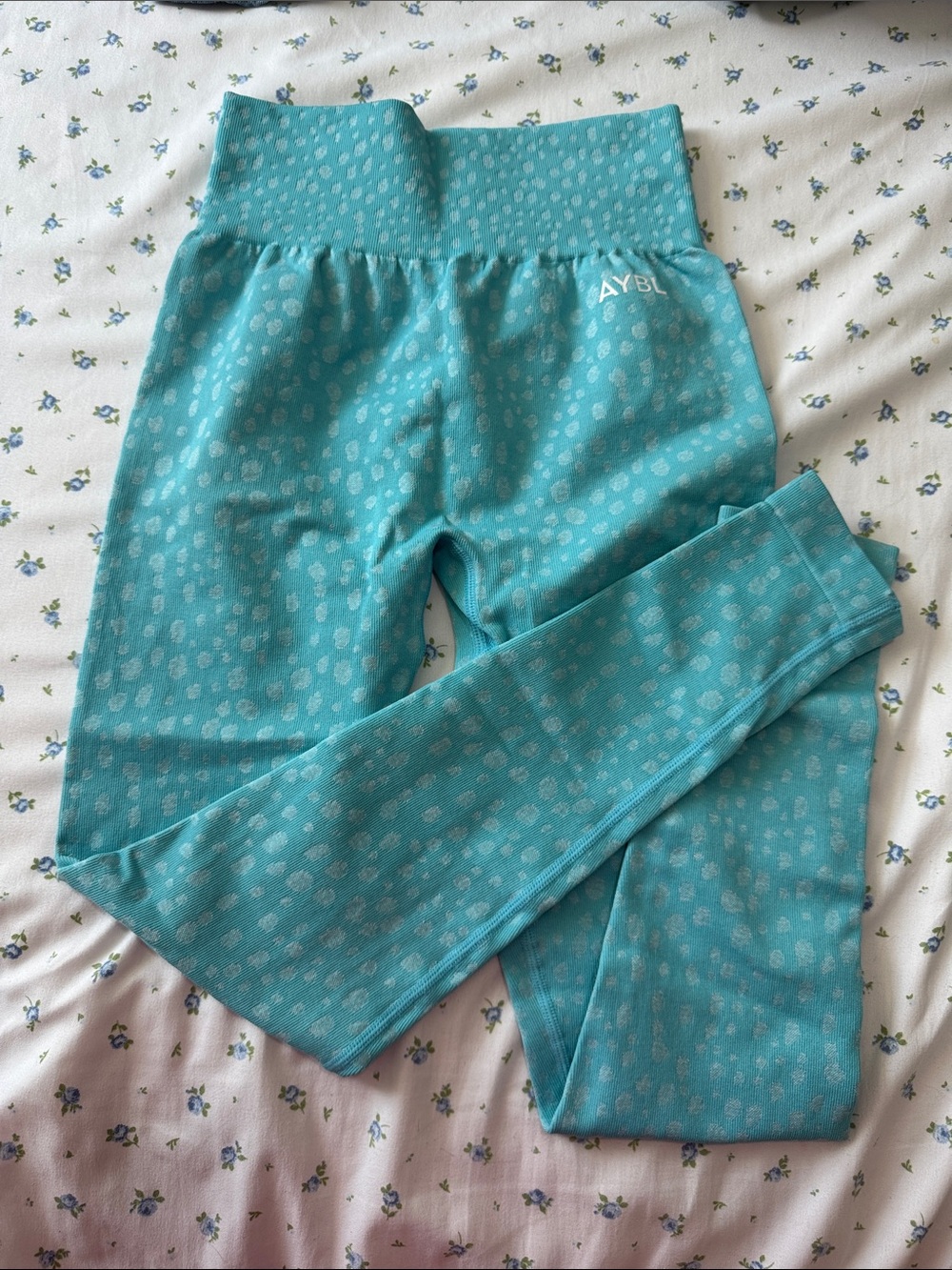 AYBL Leopard print seamless aqua blue leggings